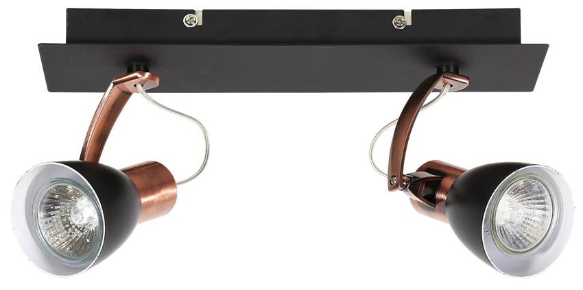 Lampa ścienna kinkiet listwa 2X50W GU10 czarny/miedziany MARKUS
