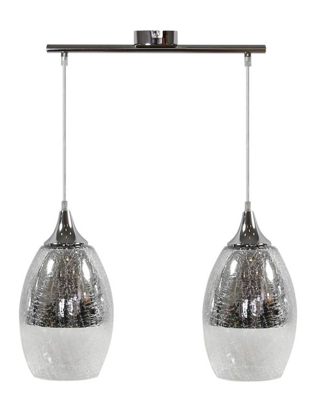 Lampa sufitowa wisząca srebrna regulowana 2x60W E27 Celia