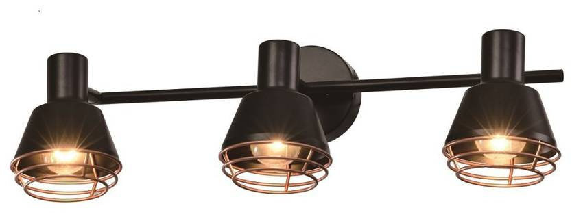 Lampa sufitowa Neria czarna klosz miedziany 3xE14
