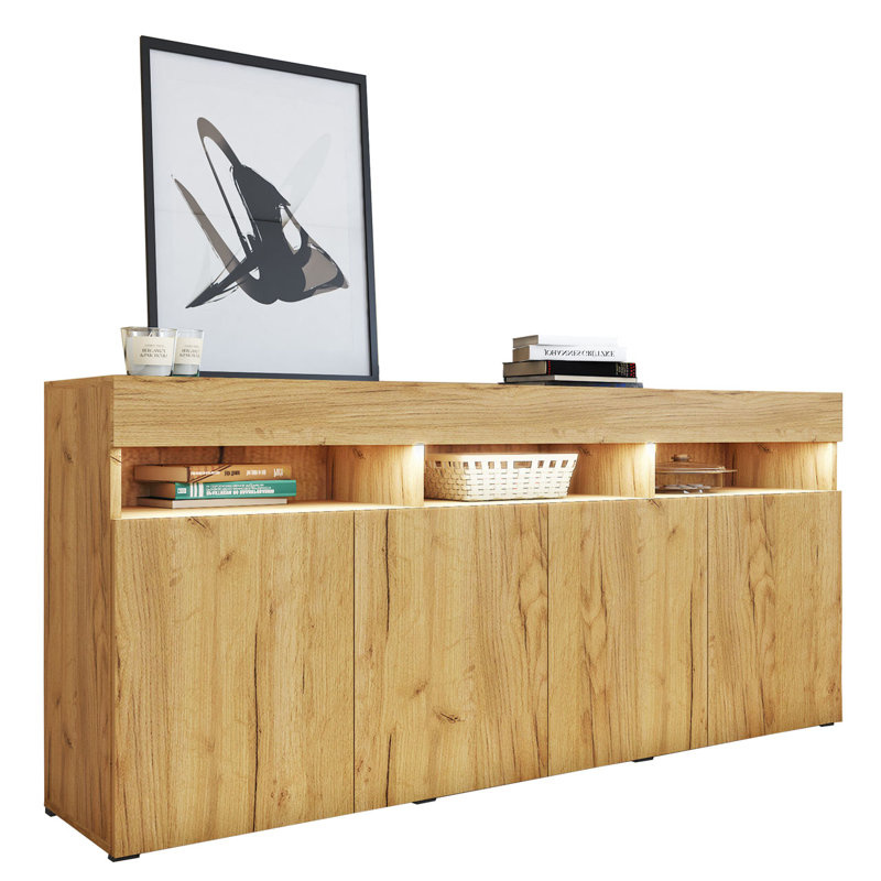 Duża komoda 175 cm dąb craft złoty PREMIUM