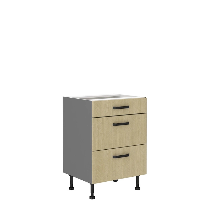 Szafka kuchenna dolna 60 cm trzy szuflady SUNSHINE jodełka
