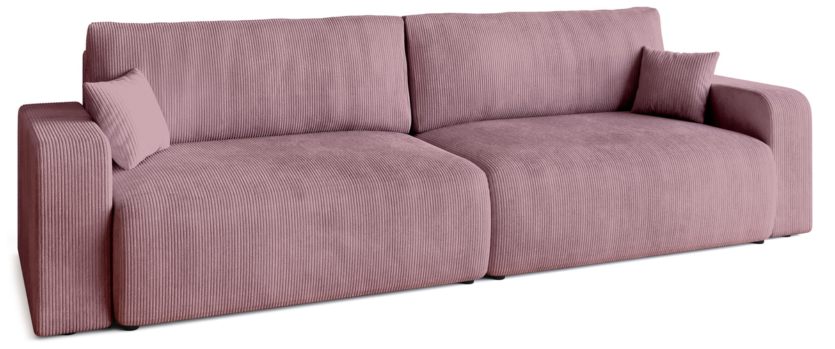 Różowa rozkładana sofa z funkcją spania do salonu PUMI