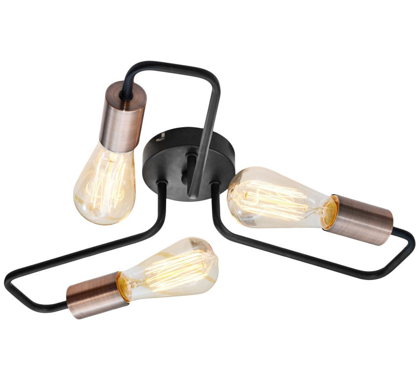 Lampa sufitowa czarna metalowa oprawka 3xE27 Herpe E27