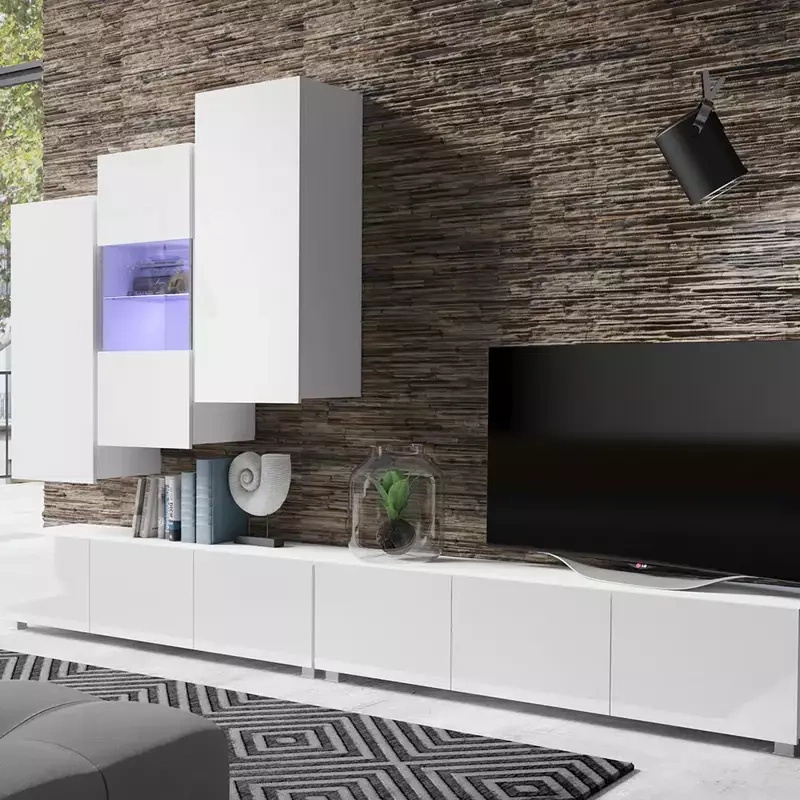 Nowoczesna meblościanka biały połysk MODERN 17