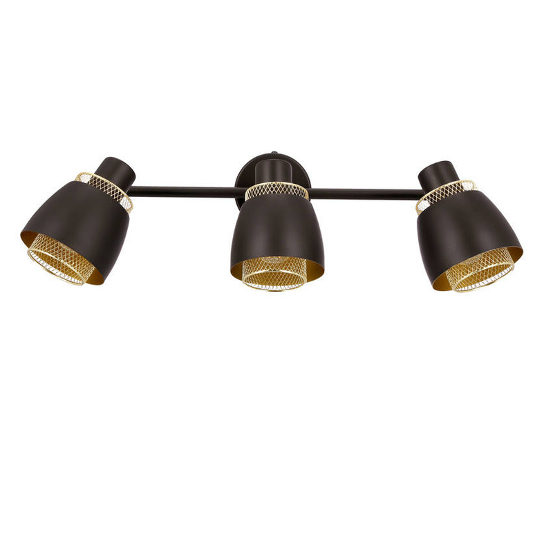 Aleksandria lampa sufitowa listwa czarny 3x40w e14 klosz czarny+złoty