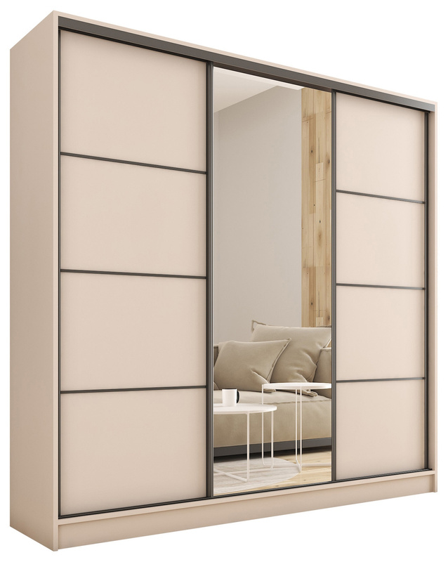 Szafa przesuwna z lustrem do sypialni 180 cm LOFT beż piaskowy