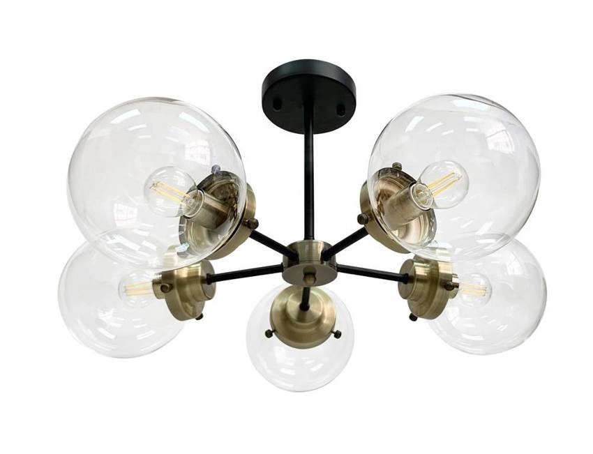 Lampa sufitowa czarna/patynowa 5xE14 Lens