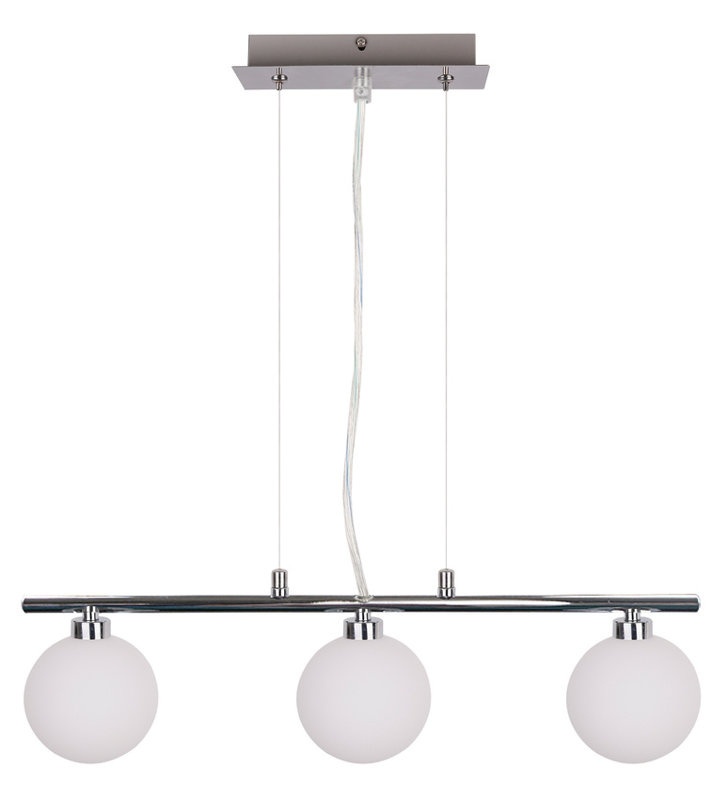 Lampa wisząca chrom/biała kula 3 RAISA
