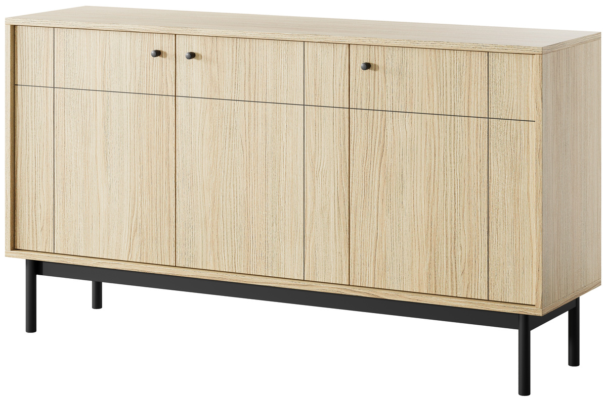 Trzydrzwiowa komoda do salonu 153,5 cm JUVA dąb linea
