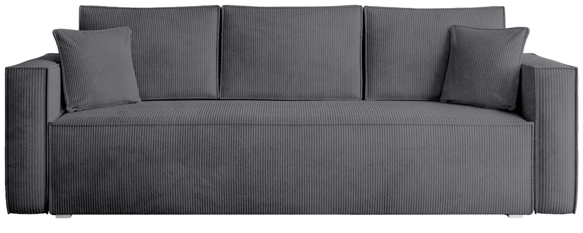 Szara sofa z funkcją spania TOP sztruks pojemnik na pościel