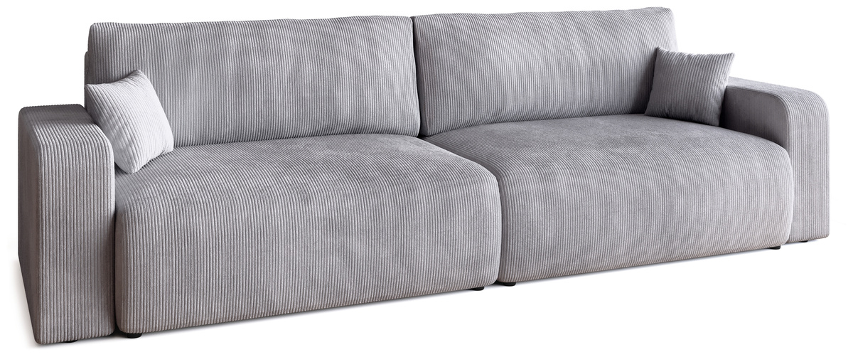 Szara sofa rozkładana do salonu z funkcją spania i pojemnikiem PUMI
