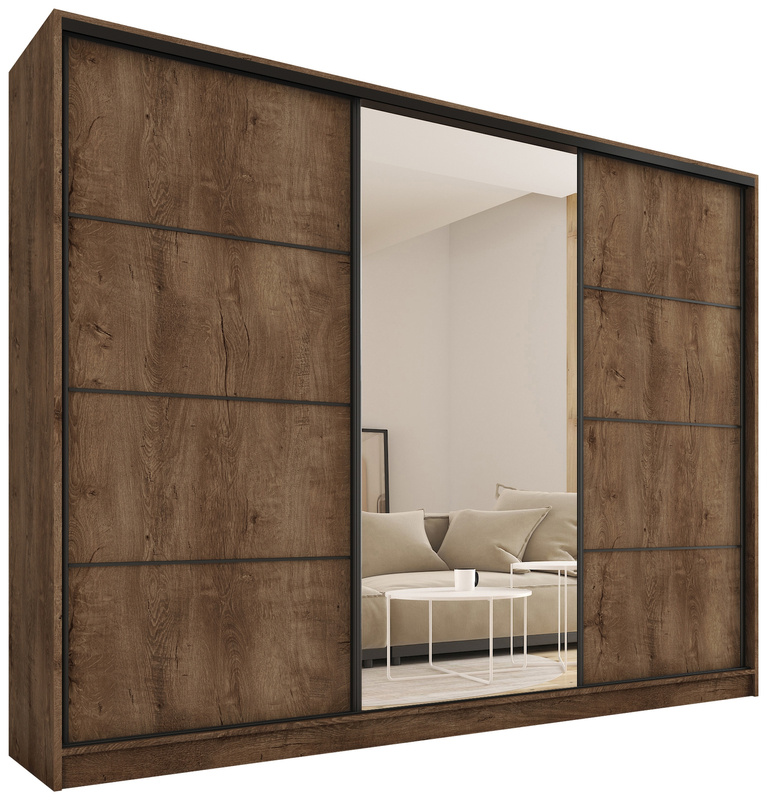Loftowa duża szafa przesuwna z lustrem 280 cm LOFT MAX