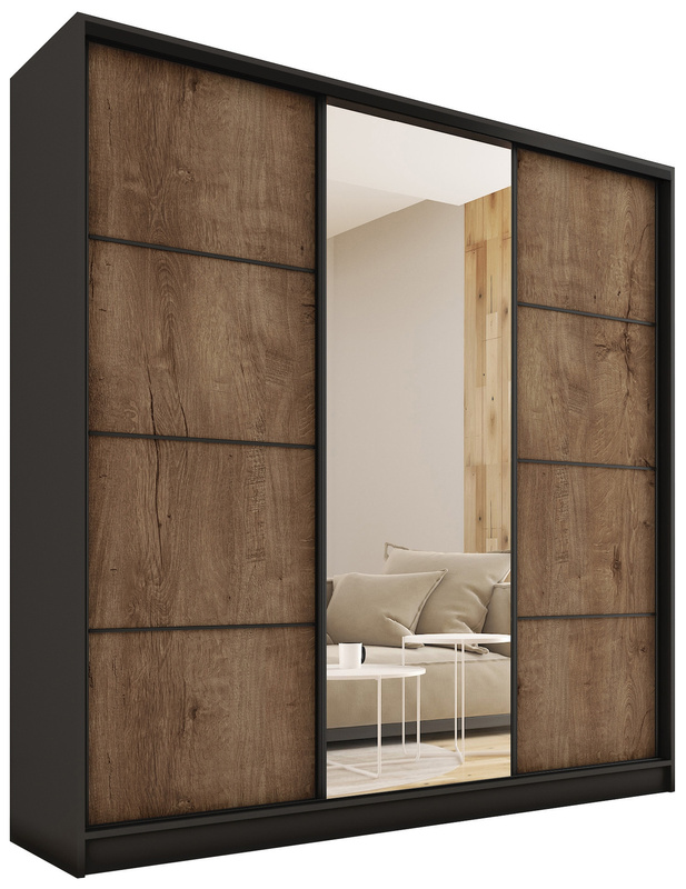 Loftowa wysoka szafa przesuwna z lustrem 200 cm LOFT MAX