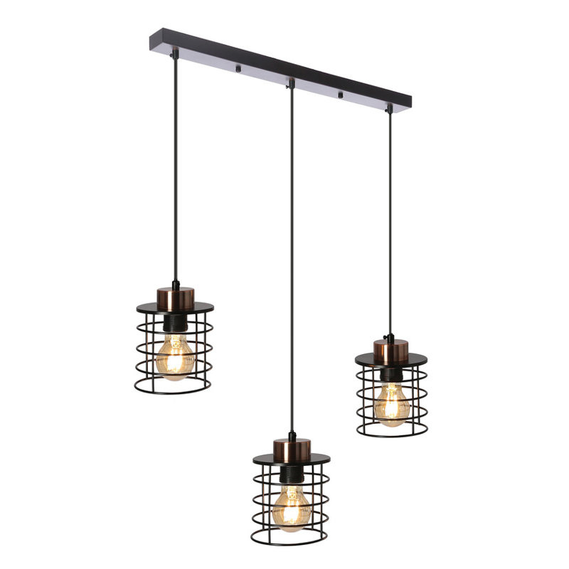 Lampa wisząca sufitowa czarna listwa 3xE27 Glob