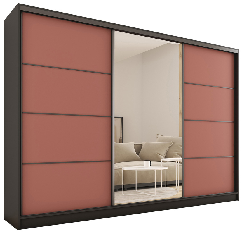 Szafa przesuwna z lustrem do sypialni 250 cm ceglasty LOFT