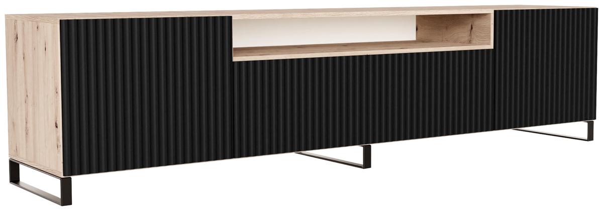 Szafka RTV 200 cm na nóżkach nowoczesna TAVIO dąb artisan + czarny