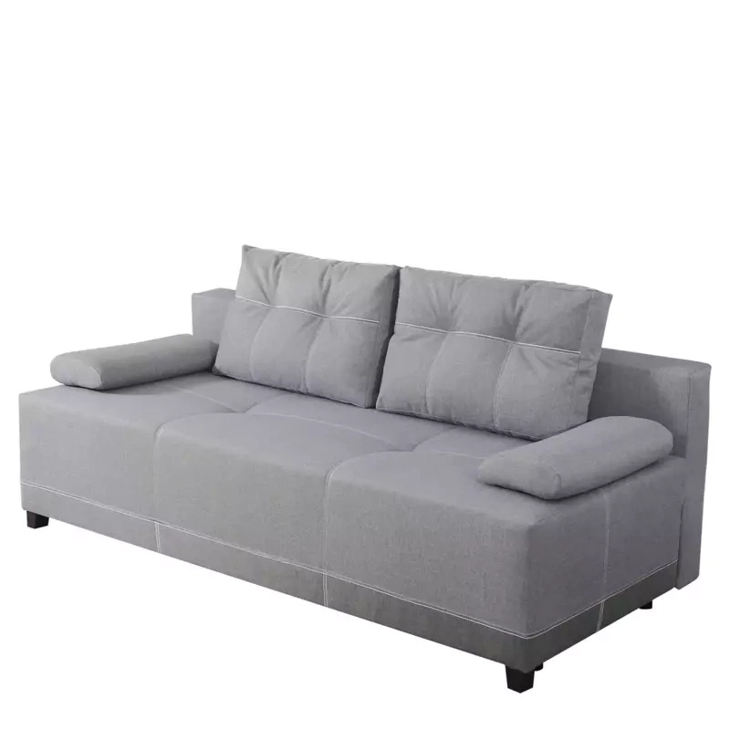 Szara sofa rozkładana ROMPON funkcja spania pojemnik