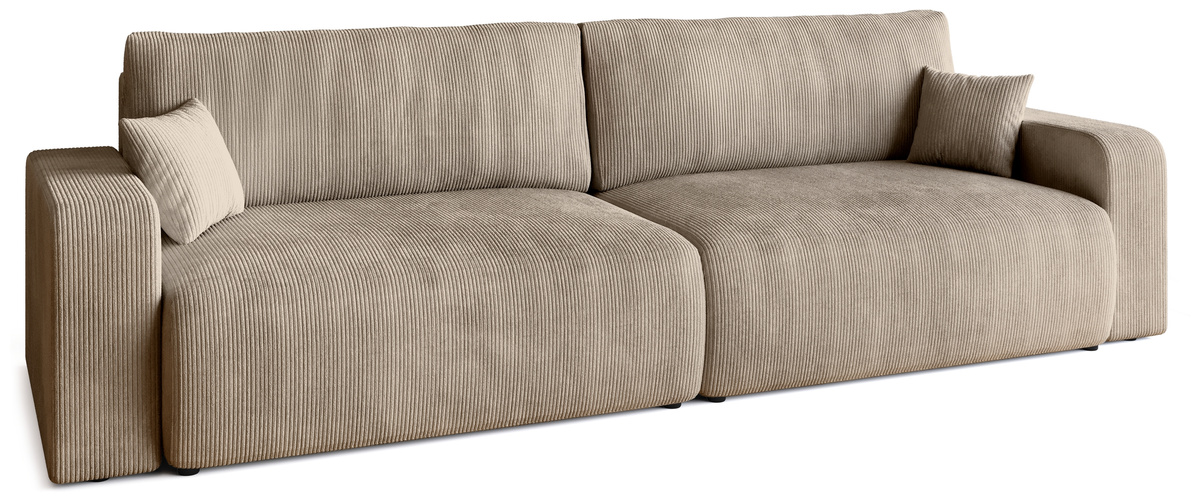 Sztruksowa beżowa sofa z funkcją spania do salonu PUMI