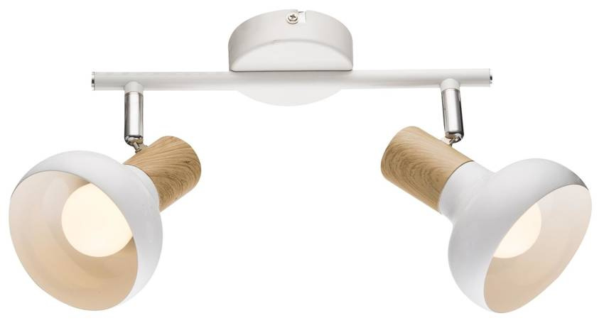 Lampa sufitowa ścienna listwa biała + drewno 2x40W Puerto