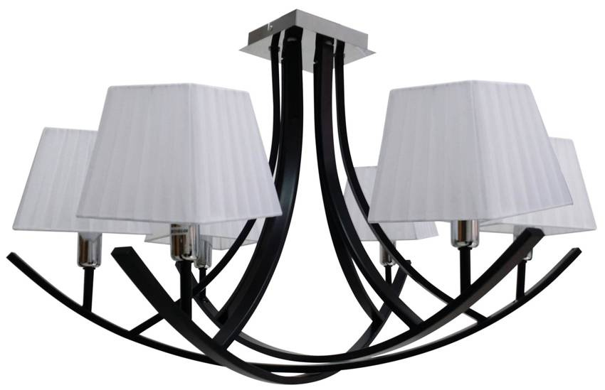 Lampa sufitowa czarna / biały abażur żyrandol 6x40W Valencia
