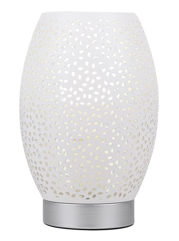 Lampa nocna ażurowa biało-srebrna Venus
