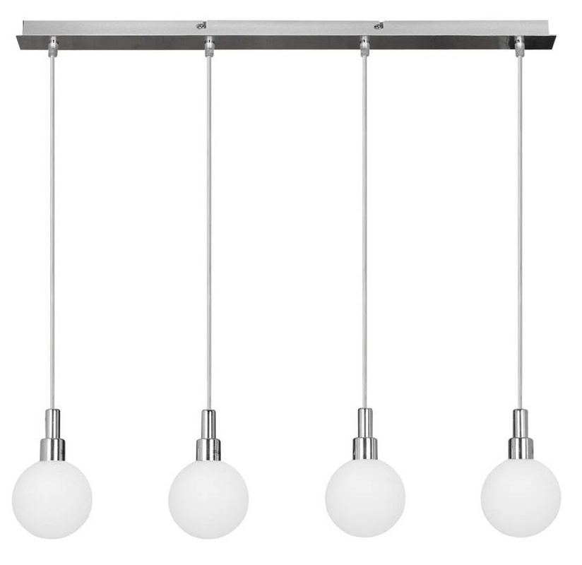 Lampa wisząca chrom/biała kula 4 Maldus