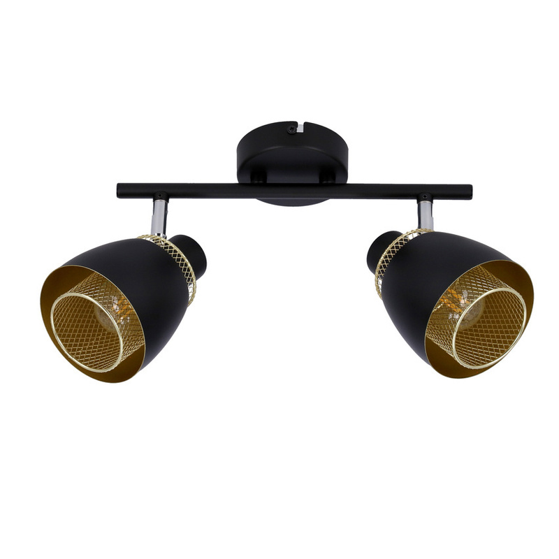 Aleksandria lampa sufitowa listwa czarny 2x40w e14 klosz czarny+złoty