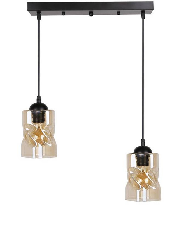 Lampa wisząca czarna/bursztynowa listwa 2xE27 Felis