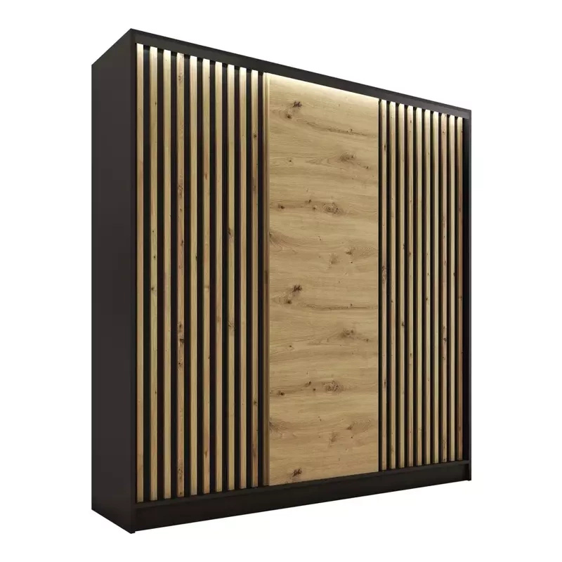 Szafa przesuwna z lamelami do sypialni LOFT 200 cm artisan