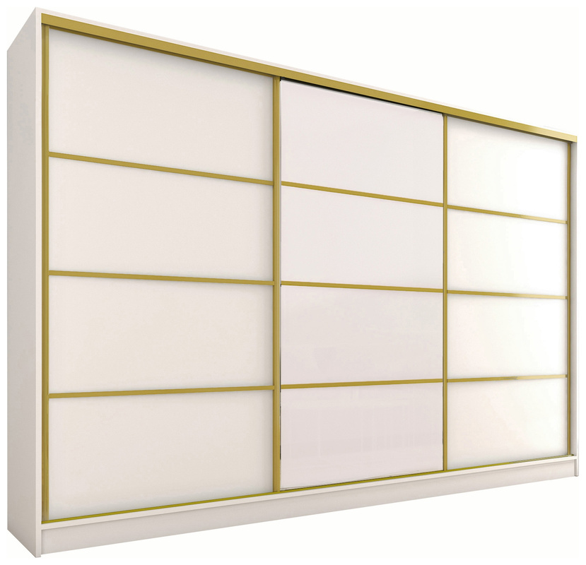 Biała szafa przesuwna 250 cm GOLD mat
