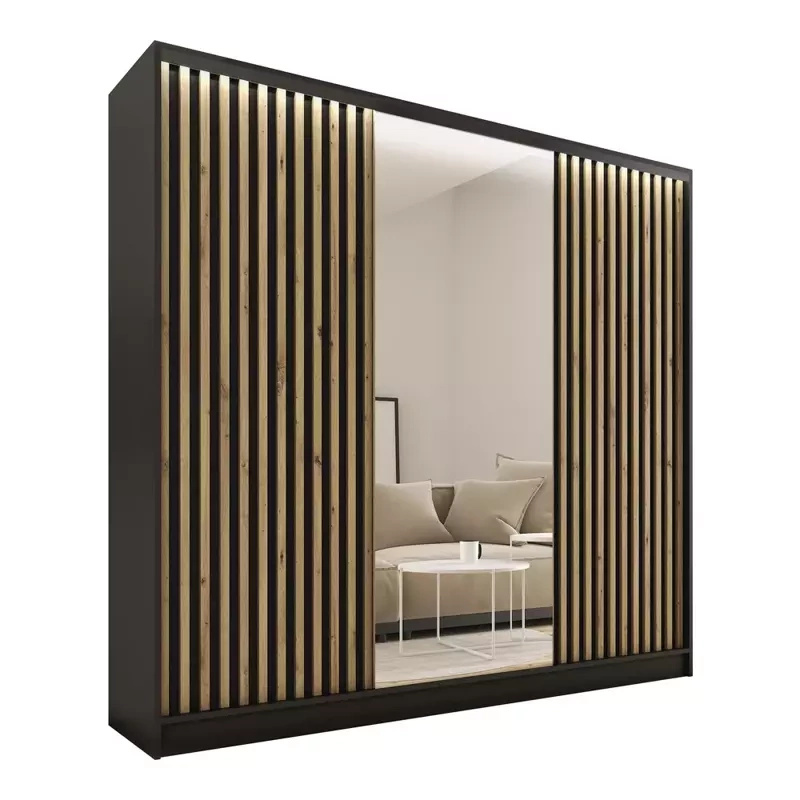 Pojemna szafa przesuwna z lustrem lamele LOFT 200 cm