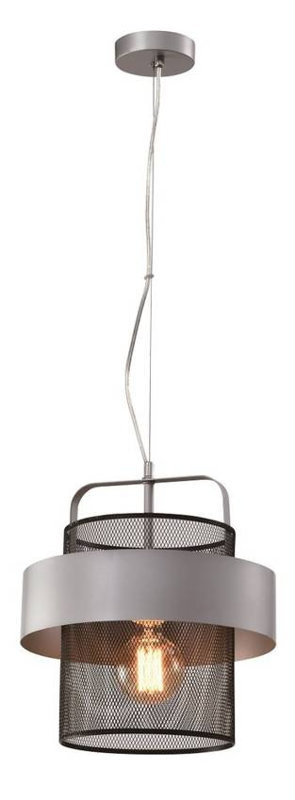 Lampa wisząca czarna/srebrna metalowy koszyk 40W E27 Fiba