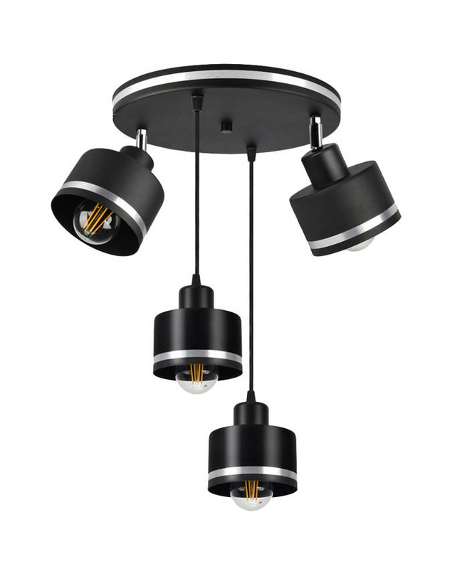 Lampa wisząca sufitowa czarna talerz 4xE27 Wama