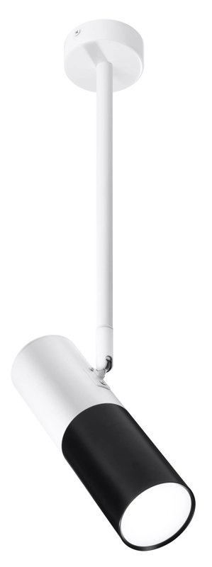 Lampa wisząca regulowana tuba biało-czarna