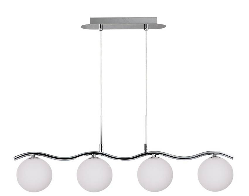 Lampa wisząca chrom/biała kula 4 Ramon