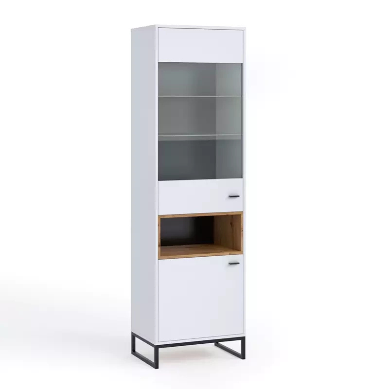 Elegancka biała witryna do salonu 60 cm OLI