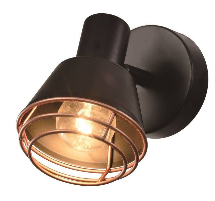 Kinkiet czarny klosz miedziany lampa E14 40W Neria