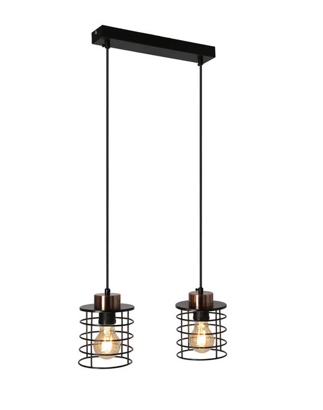 Lampa wisząca sufitowa czarna listwa 2xE27 Glob