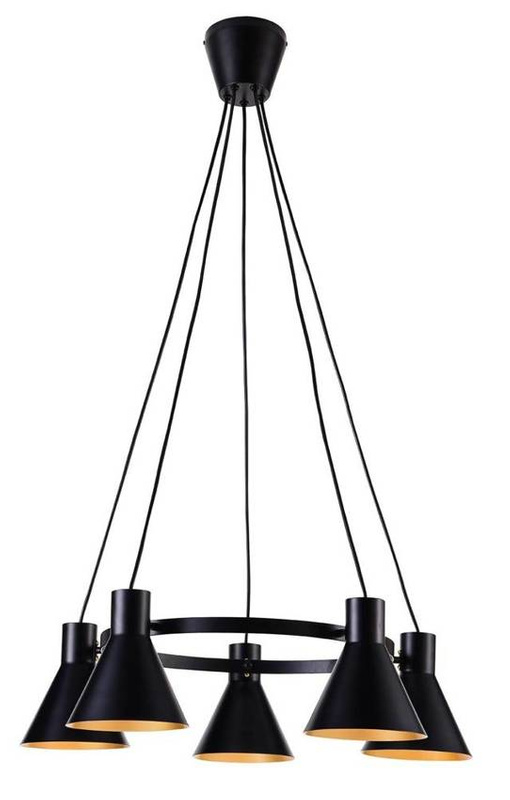 Lampa wisząca czarno-złota matowa sufitowa 5x40W More