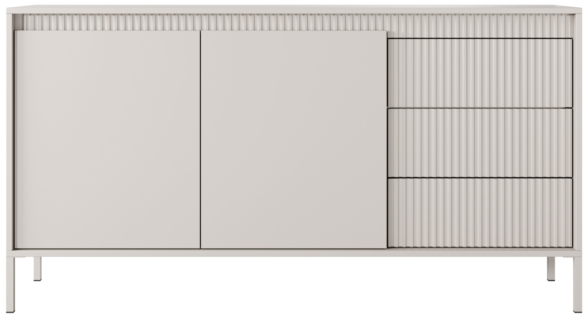 Dwudrzwiowa beżowa komoda z szufladami 153,5 cm SAREVO
