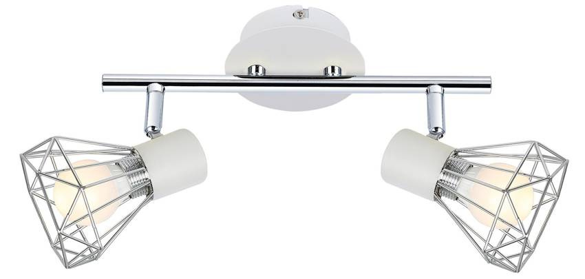 Lampa listwa ścienna/sufitowa chrom/biała 2xE14 Verve