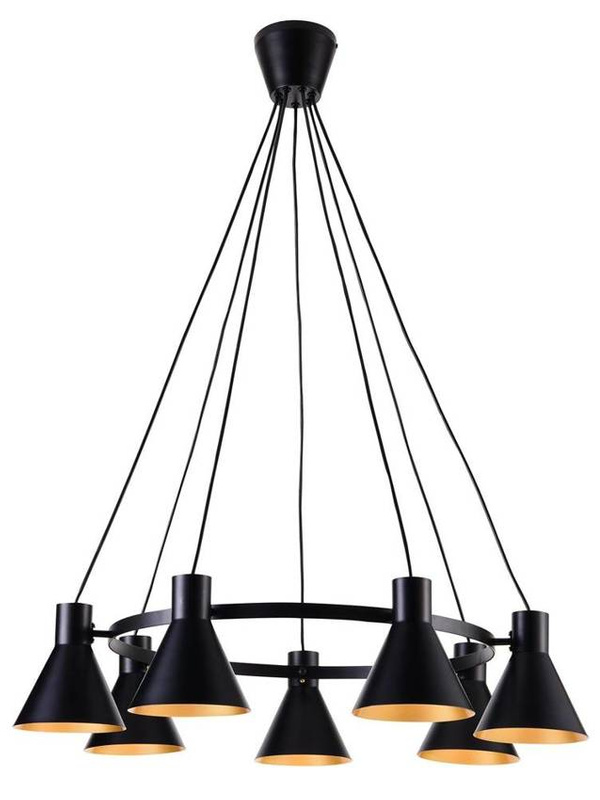 Lampa wisząca czarno-złota matowa sufitowa 7x40W More