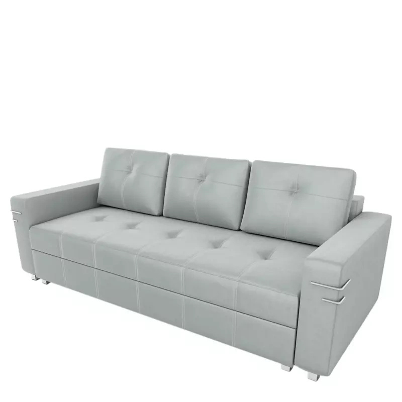 Szara sofa z funkcją spania MIRNA automat pojemnik