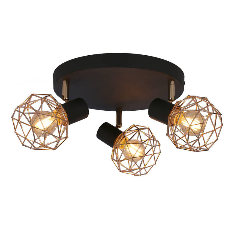 Lampa sufitowa plafon czarny klosz miedziany Acrobat
