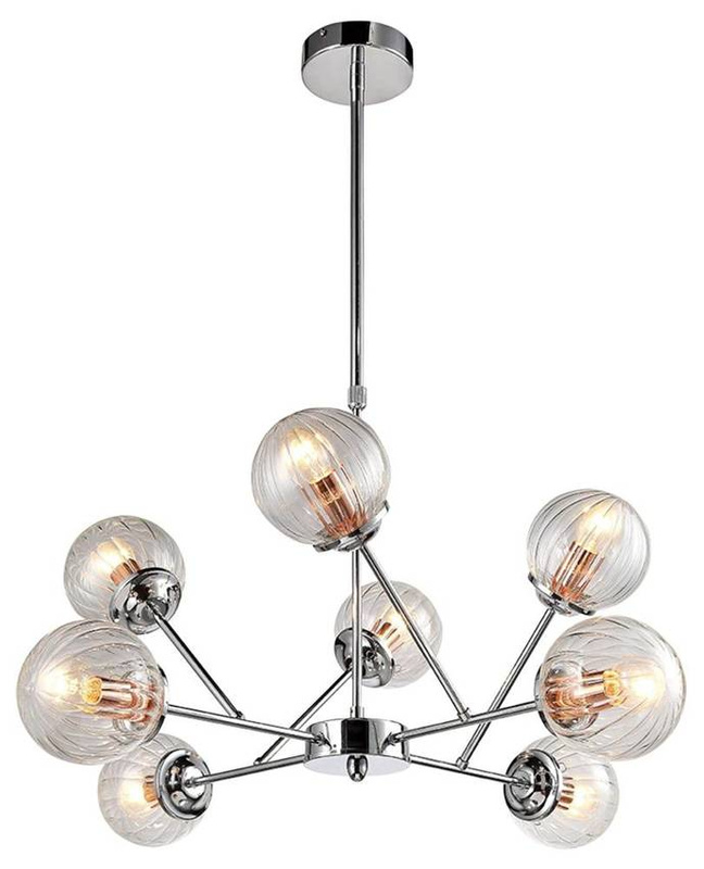 Lampa wisząca sufitowa chrom szklane klosze 8x40W Best