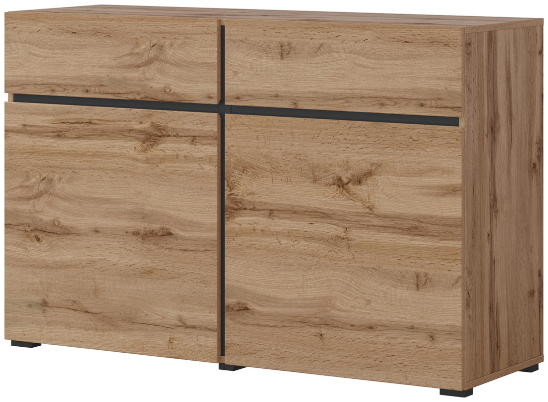 Mała komoda z szufladami do salonu 120 cm CROSS dąb wotan