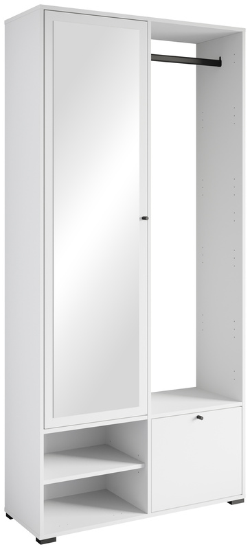 Biała garderoba do przedpokoju z lustrem 90 cm DORANO nowoczesna