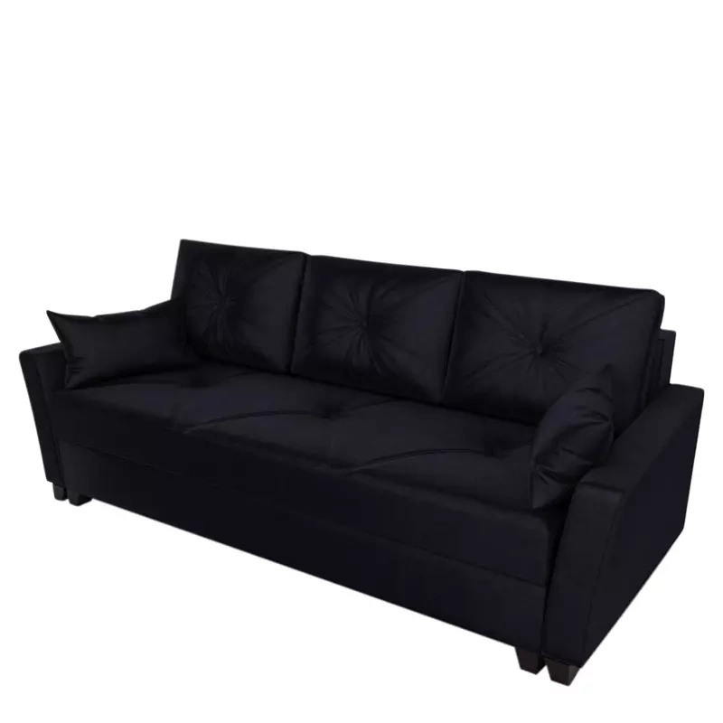 Czarna sofa z funkcją spania dwuosobowa TUFEL