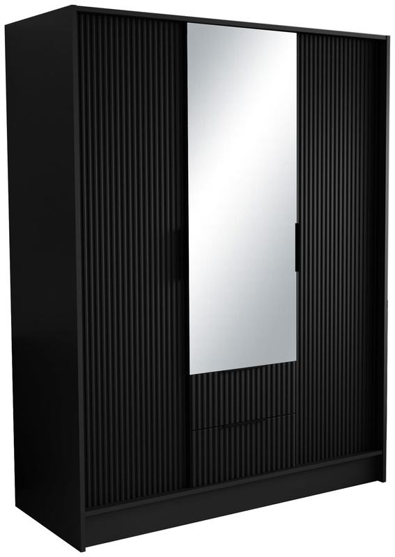 Szafa trzydrzwiowa do sypialni 150 cm z lustrem NEXUS frezowana