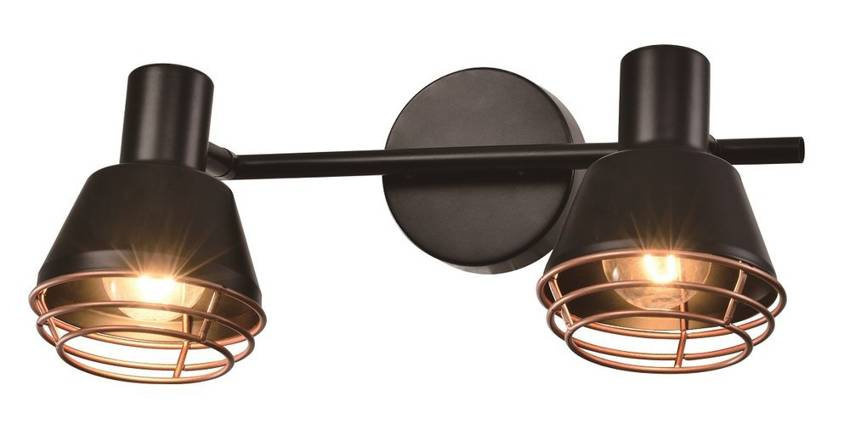 Lampa sufitowa czarna Neria klosz miedziany 2x40W